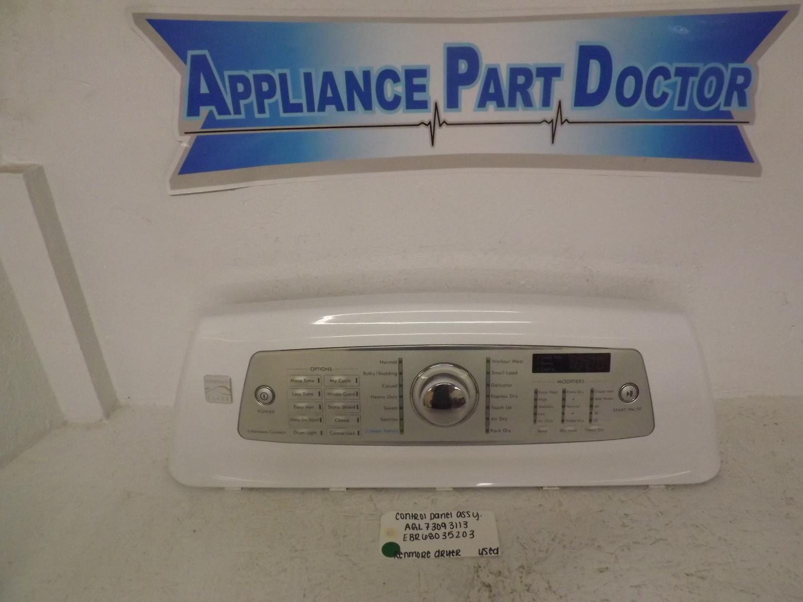 Kenmore Dryer AGL73093113 EBR68035203 Control Panel Assembly Used Kenmore Dryer AGL73093113 EBR68035203 Control Panel Assembly Used